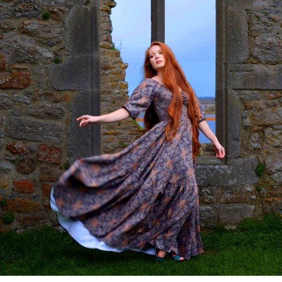 NWT 2X Molly Medieval Gothic Maxi Gown in Royal Woods - Picture 3 of 13